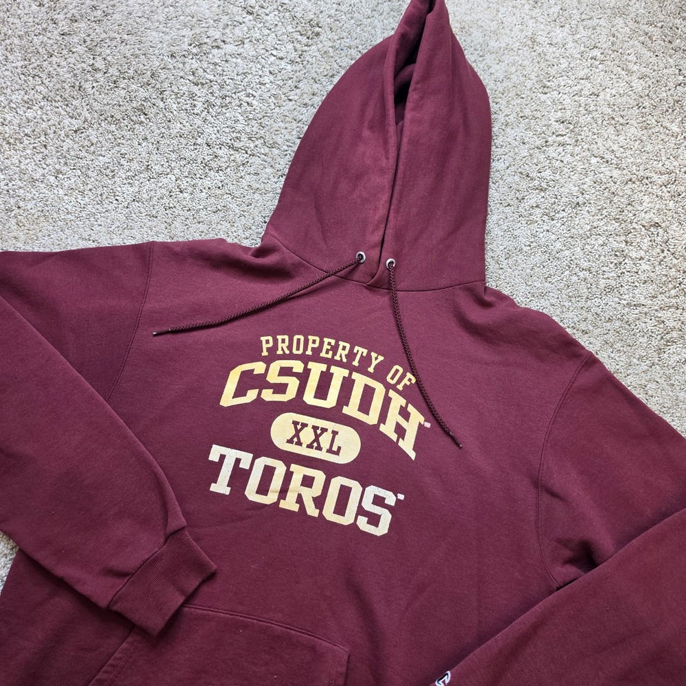 Champion CSUDH Toros Hoodie Mens Medium Maroon Football Collegiate Sporty